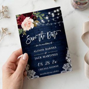 Save The Date Rouge Rustique Rouge Floral Mariage