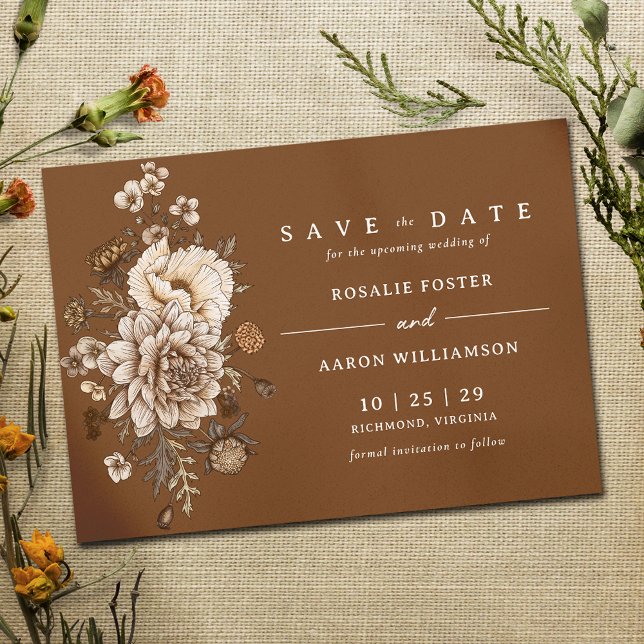Save The Date Rouille orange brûlée | Moody Fall Boho Mariage (Créateur téléchargé)