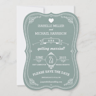 Save The Date Rouleau vintage dans des économies vertes de