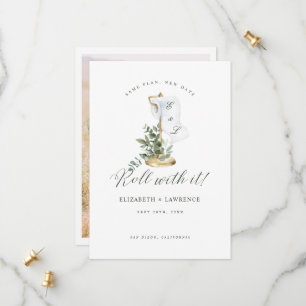 Save The Date Roulez Avec Elle Sage Vert & Toilettes Papier Phot