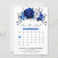 Royal Bleu Blanc Argent Métallique Calendrier flor
