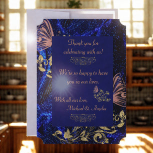 Save The Date Royal Blue Gold Butterfly Wedding Enregistrer la d