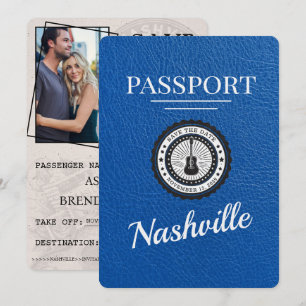 Save The Date Royal Blue Nashville Passport Enregistrer La Date
