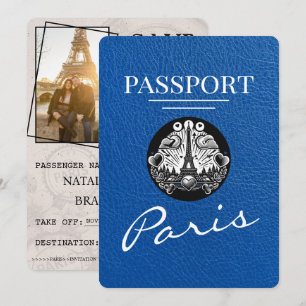 Save The Date Royal Blue Paris Passport Enregistrer La Date