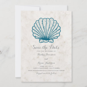 Save The Date Royal Blue Rustic Seashell Enregistrer l'Invitatio