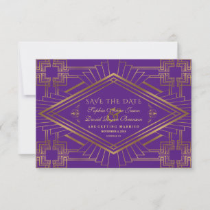 Save The Date Royal Purple Gold Great Gatsby Mariage