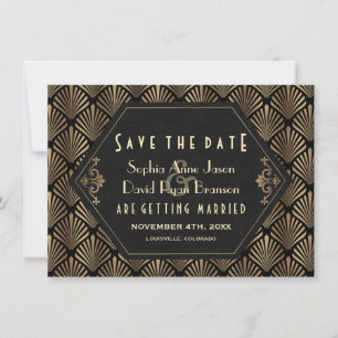 Save The Date Royal Roaring 20's Gold Black Grand Mariage Gatsby
