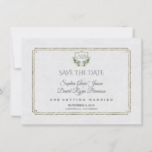 Save The Date Royal Silver Crest Verdure Économisez La Date