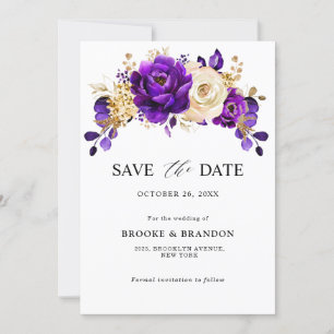 Save The Date Royal violet violet or Floral Mariage botanique