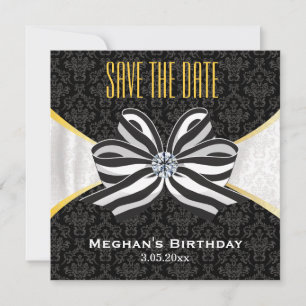 Save The Date Ruban diamant avec motif Damas