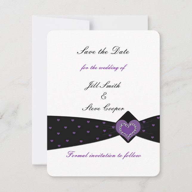 Save The Date Ruban noir et violet Enregistrer la date (Devant)
