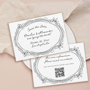 Save The Date Rubans et perles en stylo et en encre