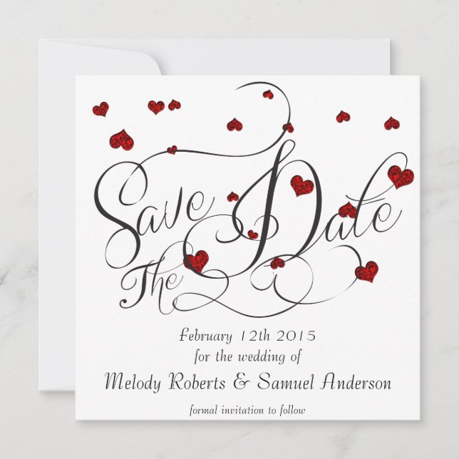 Save The Date Ruby Heart Confetti Enregistrer la date (Devant)
