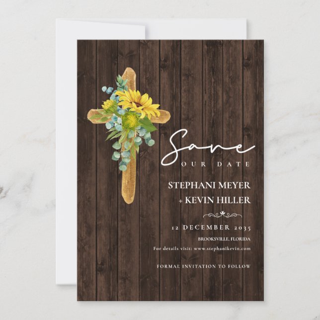 Save The Date Russe Boho Sunflower Mariage (Devant)