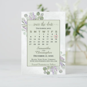 Save The Date Russe Eucalyptus Lavender Calendrier Mariage vert