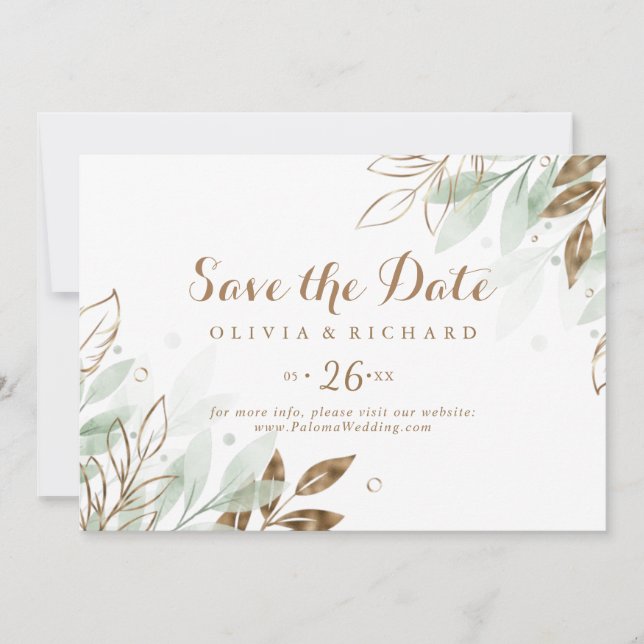 Save The Date Russe Eucalyptus or moderne Mariage de calligraphi (Devant)