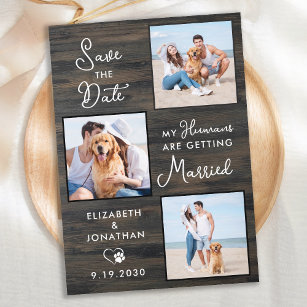 Save The Date Russe Mariage Custom 3 Animal Photo Chien