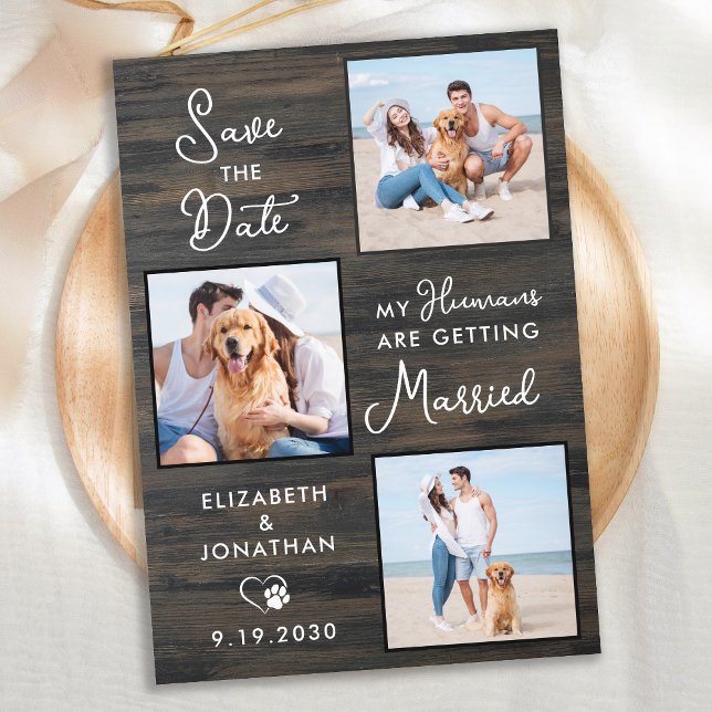 Save The Date Russe Mariage Custom 3 Animal Photo Chien (Créateur téléchargé)