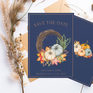 Save The Date Russe Marine Bleu automne Citrouille Mariage d'aut