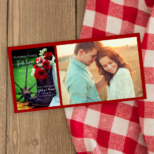 Save The Date Russe Red Roses Boots Cowboy Mariage de l'Ouest
