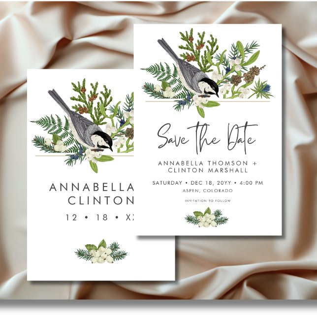 Save The Date Russe Winter Nature & Pine Mariage (Rustic Winter Nature & Pine Wedding Save The Date)