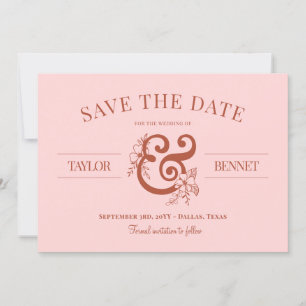 Save The Date Rust & Blush Floral Ampersand Pas de photo