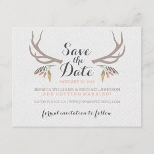 Save The Date Rustic Antlers sauvegarde la date