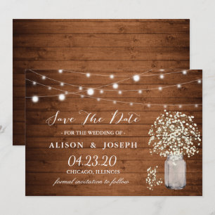 Save The Date Rustic Baby's respire Mariage Enregistrer la date