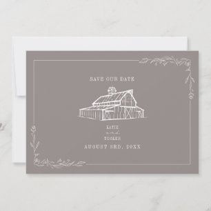 Save The Date Rustic Barn Mariage Amethyst Grey Enregistrer La D