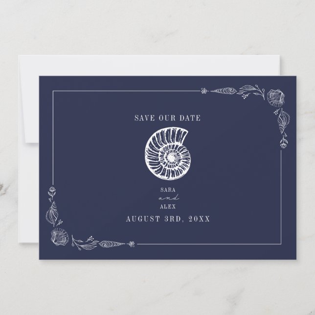 Save The Date Rustic Beach Wedding Dark Blue Enregistrer La Date (Devant)