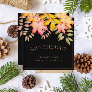 Save The Date Rustic Black Automne Feuilles Mariage