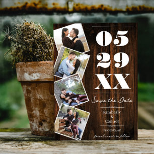 Save The Date Rustic Bold Four Photo Enregistrer la date