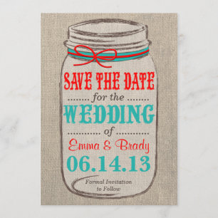 Save The Date Rustic Burlap & Mason Jar Wedding Wedding Enregist