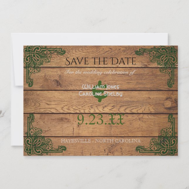 Save The Date Rustic Celtic Claddagh Enregistrer la date (Devant)
