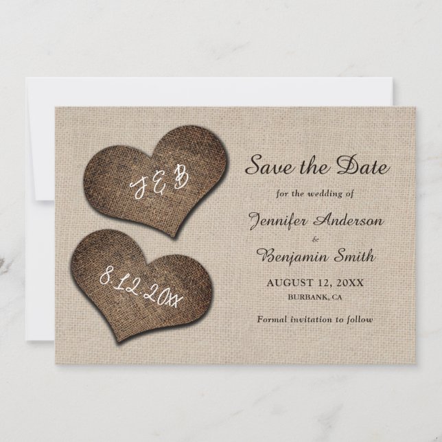 Save The Date Rustic Country Burlap Wedding Enregistrer Les Cart (Devant)