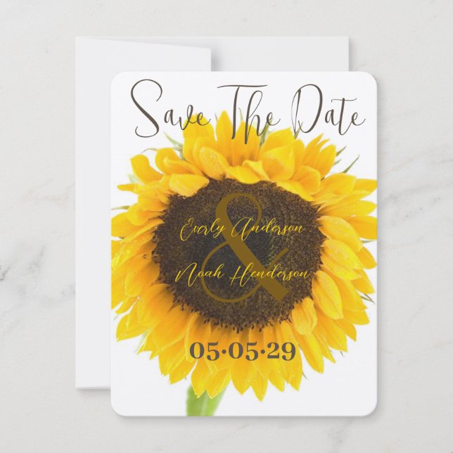Save The Date Rustic Country FarmHouse Sunflower Enregistrer la  (Devant)