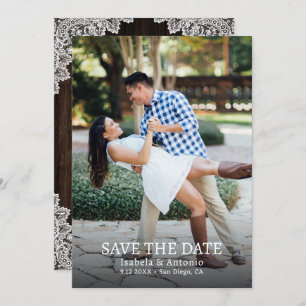 Save The Date Rustic Country Grange Bois Burlap Dentelle Mariage