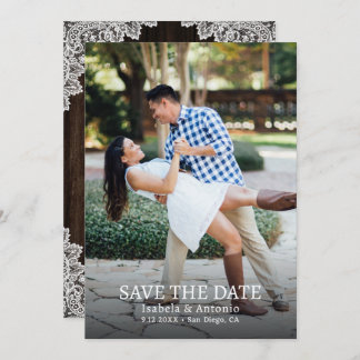 Save The Date Rustic Country Grange Bois Burlap Dentelle Mariage