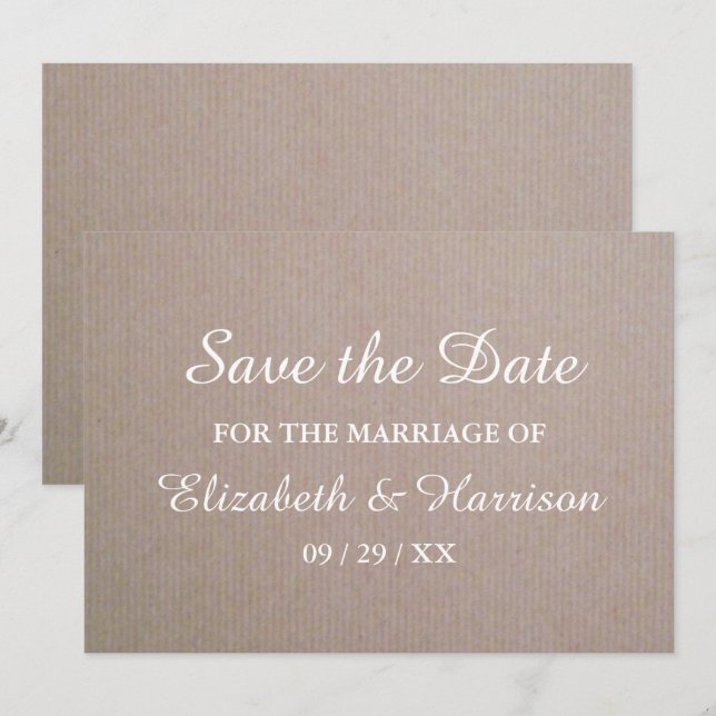 Save The Date Rustic Country Kraft Wedding Enregistrer La Date (Devant / Derrière)