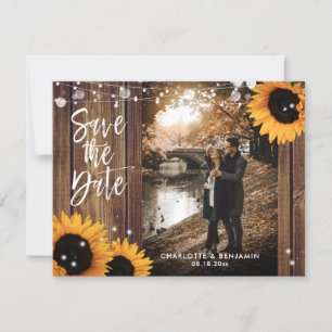 Save The Date Rustic Country Mariage de tournesol de bois