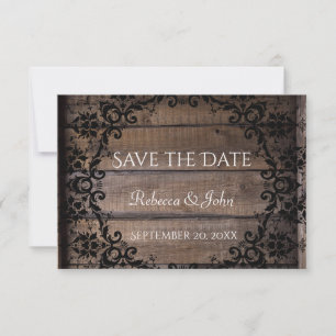 Save The Date Rustic Damask Floral Enregistrer la date Annonce