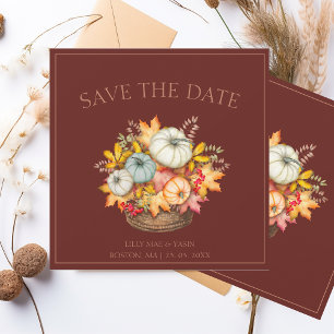 Save The Date Rustic Dark Terracotta Automne Citrouille Mariage