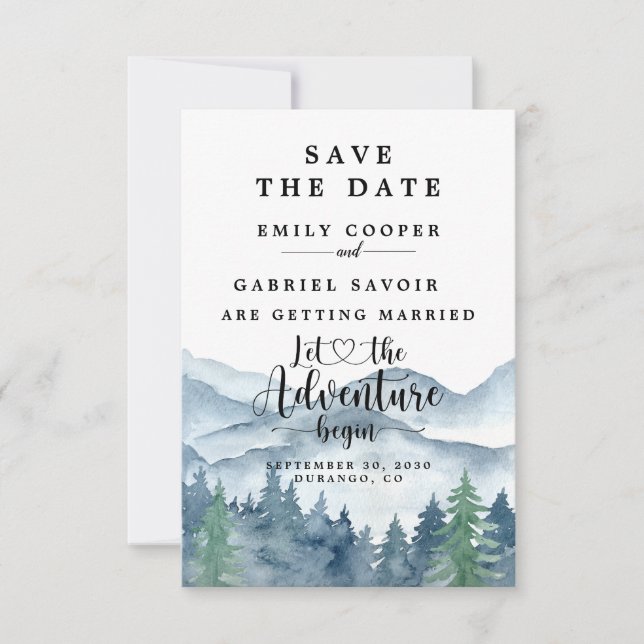 Save The Date Rustic Forest Watercolor Wedding  (Devant)