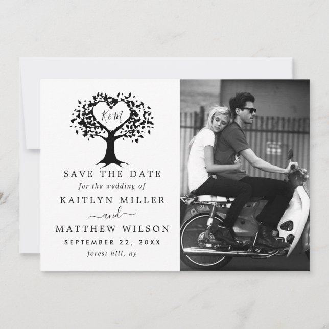 Save The Date Rustic Heart Tree Photo Mariage Enregistrer La Dat (Devant)