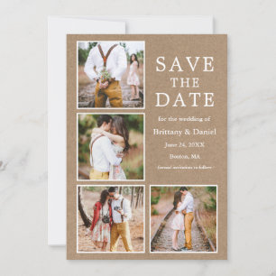 Save The Date Rustic Kraft 4 Fiançailles photo