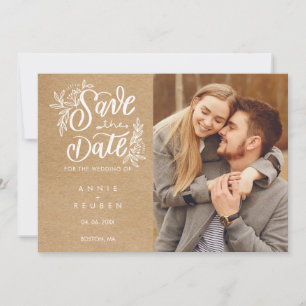 Save The Date Rustic Kraft Enregistrer la photo de la date manus