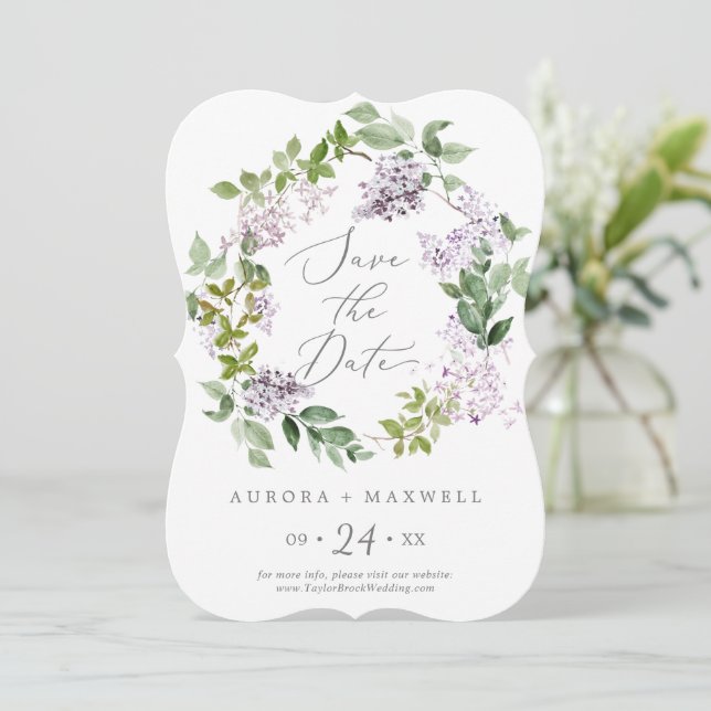 Save The Date Rustic Lilac Mariage (Debout devant)
