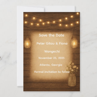 Save The Date Rustic Mason Jar Éclairage de chaîne Enregistrer l
