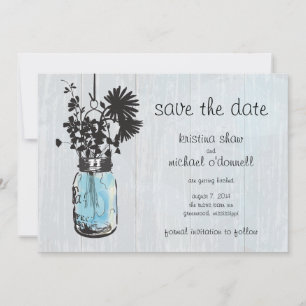 Save The Date Rustic Mason Jar & Fleurs sauvages Enregistrer la 