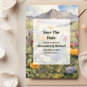 Save The Date Rustic Mountain Forest Evergreen Tree Wedding